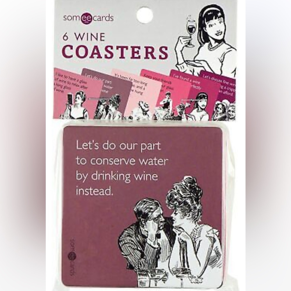 Wine Themed Someecards Novelty Fun Coasters Assorted 6 Pack